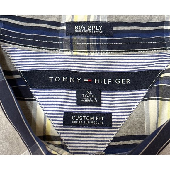 Tommy Hilfiger 80's 2 Ply Fabric Button-Down Plaid Shirt Custom Fit Men Size XL - Picture 4 of 16